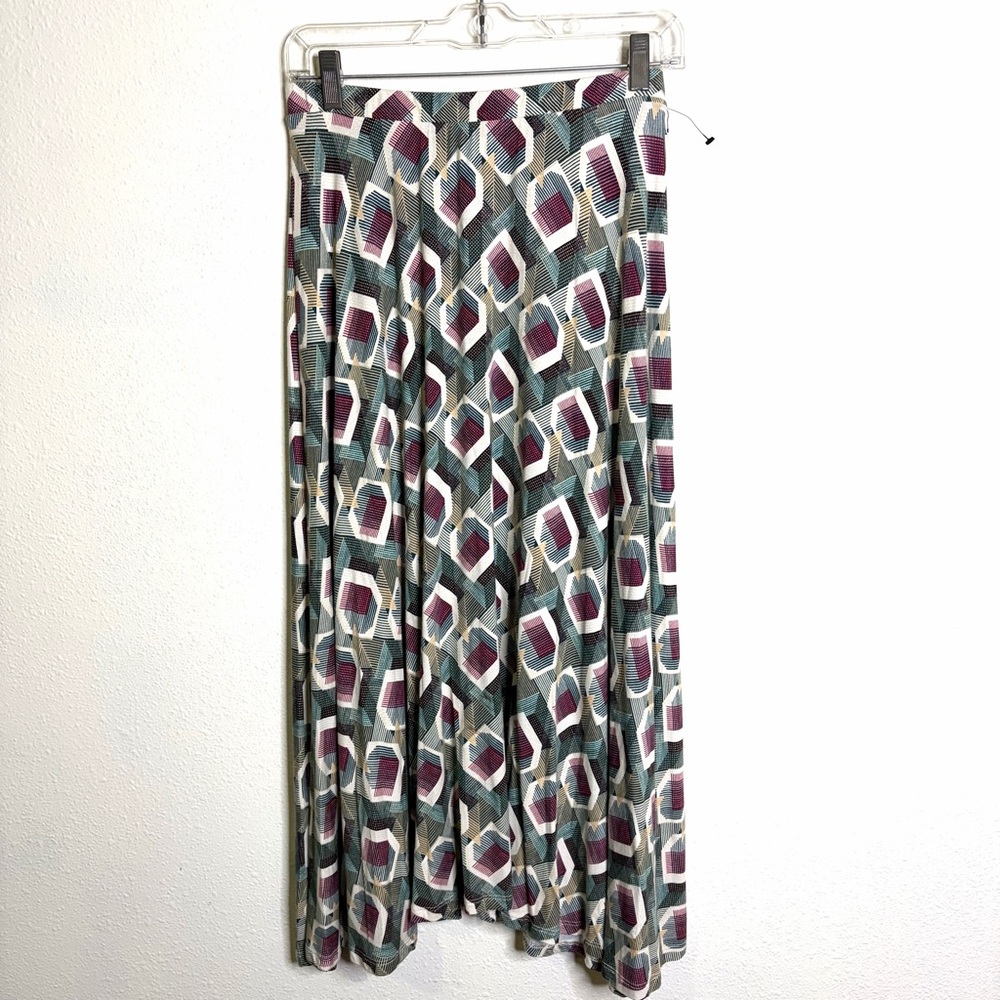 NWT Caslon Multicolor Geometric Maxi Skirt knit long sz M gray green purple
